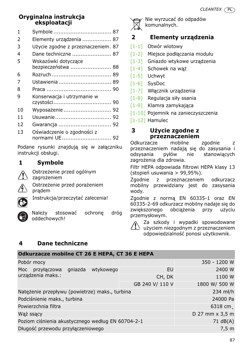 Festool CT 36 E-LE-AC CLEANTEX User Manual | Page 87 / 93