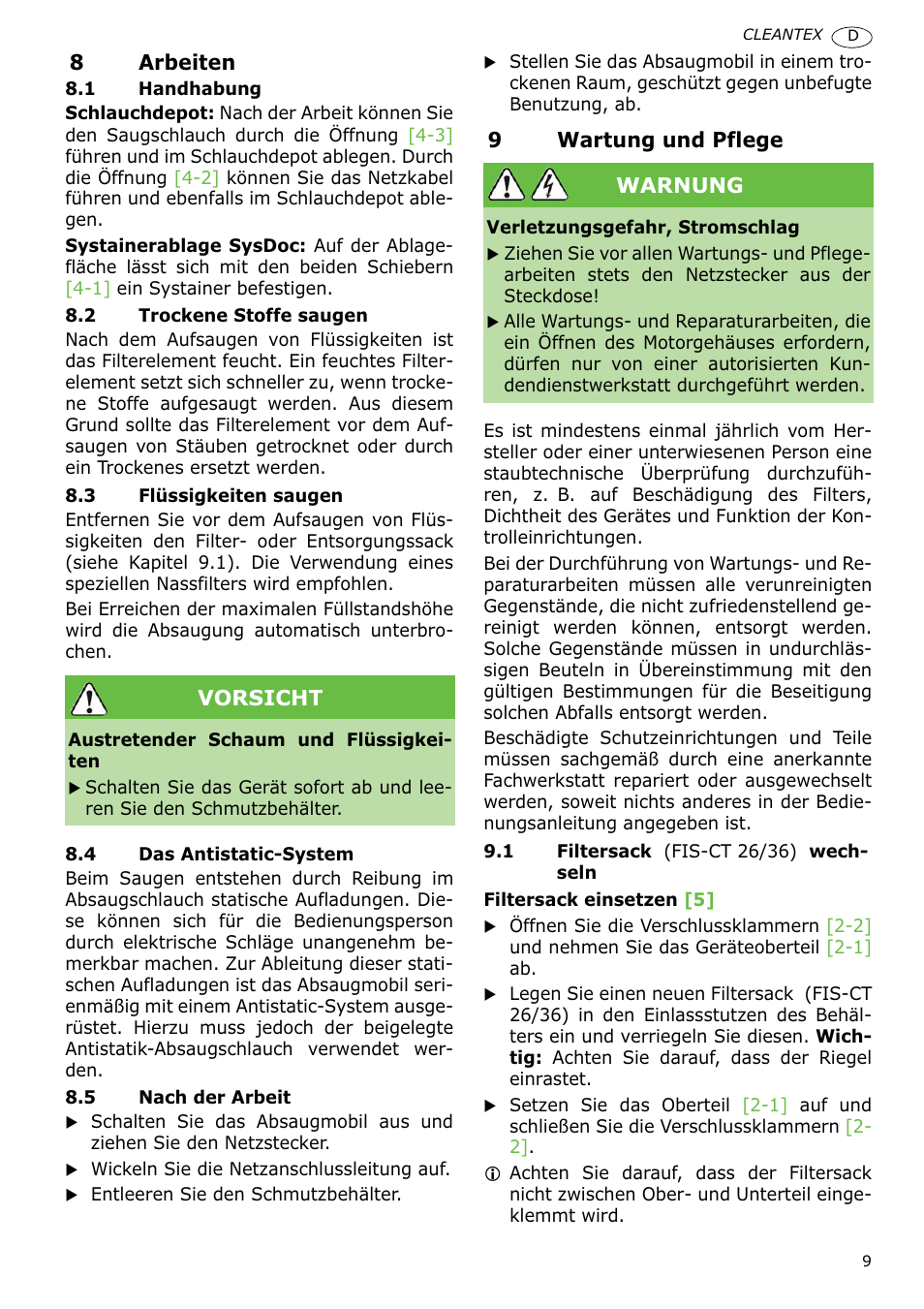 Festool CT 36 E-LE-AC CLEANTEX User Manual | Page 9 / 93