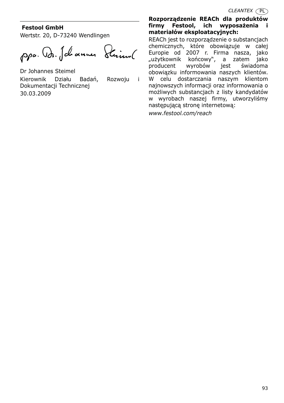 Festool CT 36 E-LE-AC CLEANTEX User Manual | Page 93 / 93