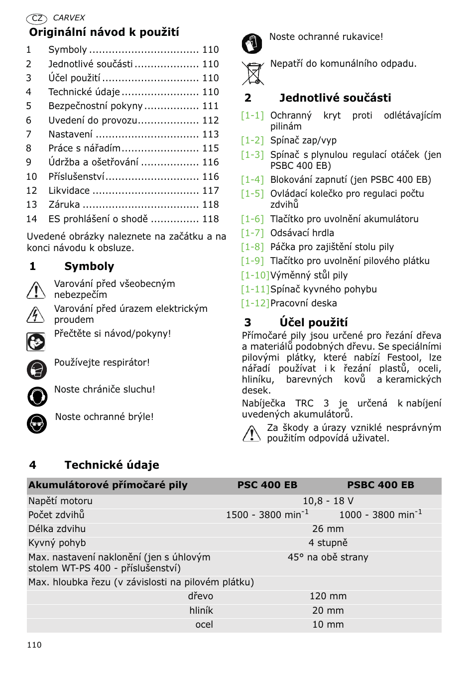 Festool PSBC 400 EB CARVEX User Manual | Page 110 / 132