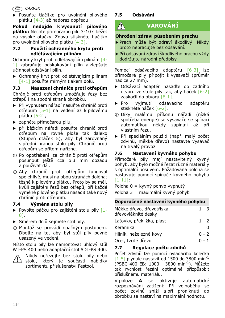 Festool PSBC 400 EB CARVEX User Manual | Page 114 / 132