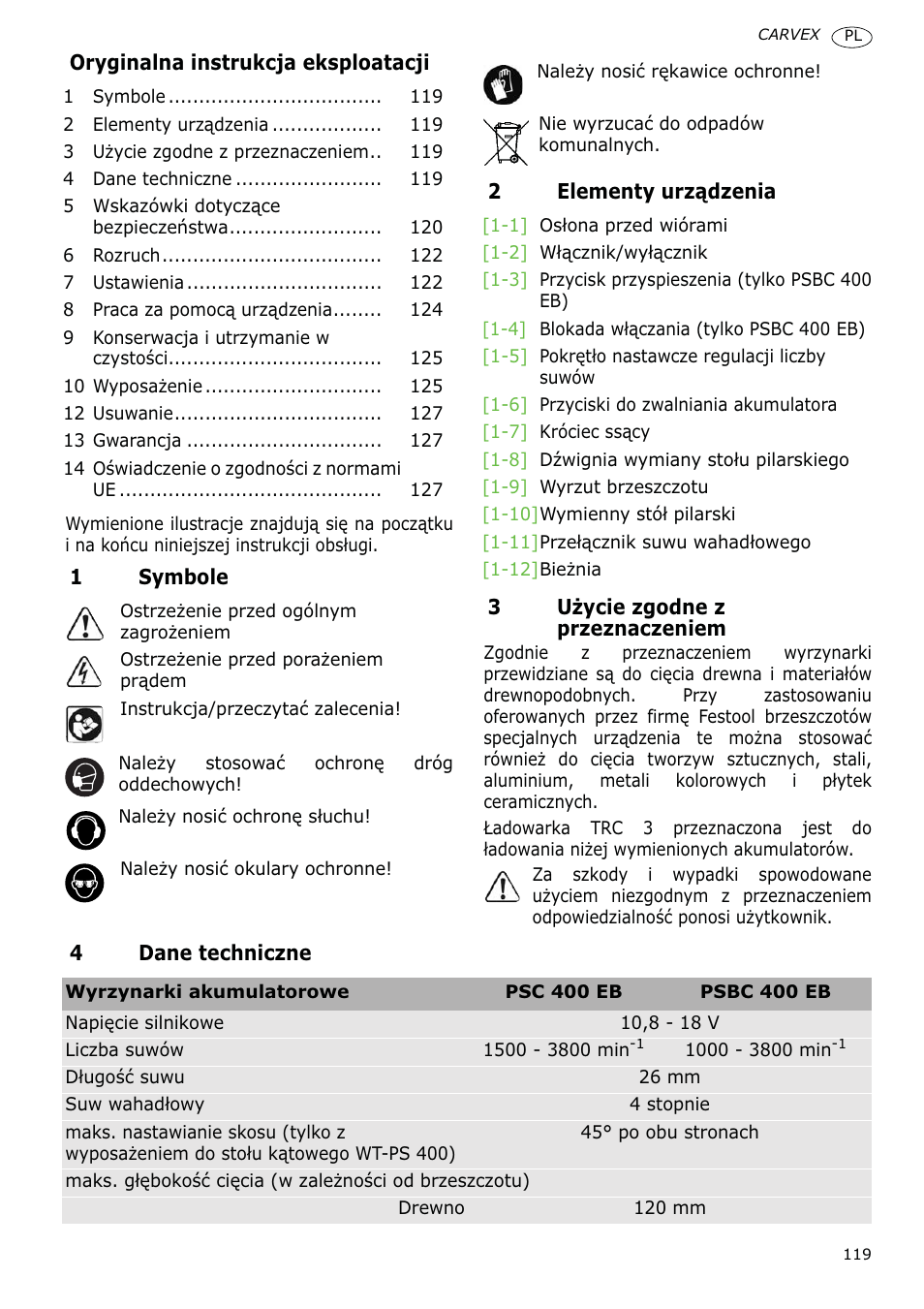 Festool PSBC 400 EB CARVEX User Manual | Page 119 / 132