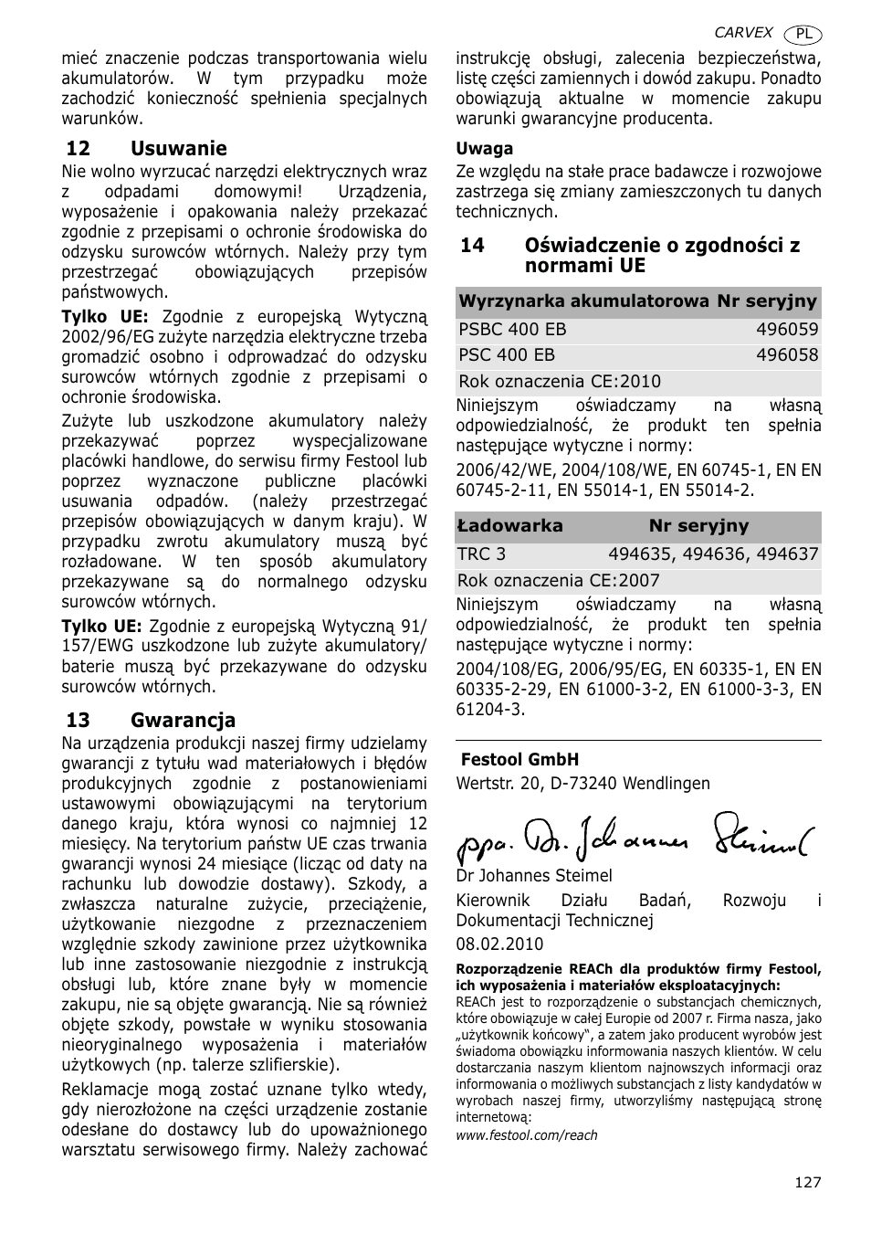 Festool PSBC 400 EB CARVEX User Manual | Page 127 / 132