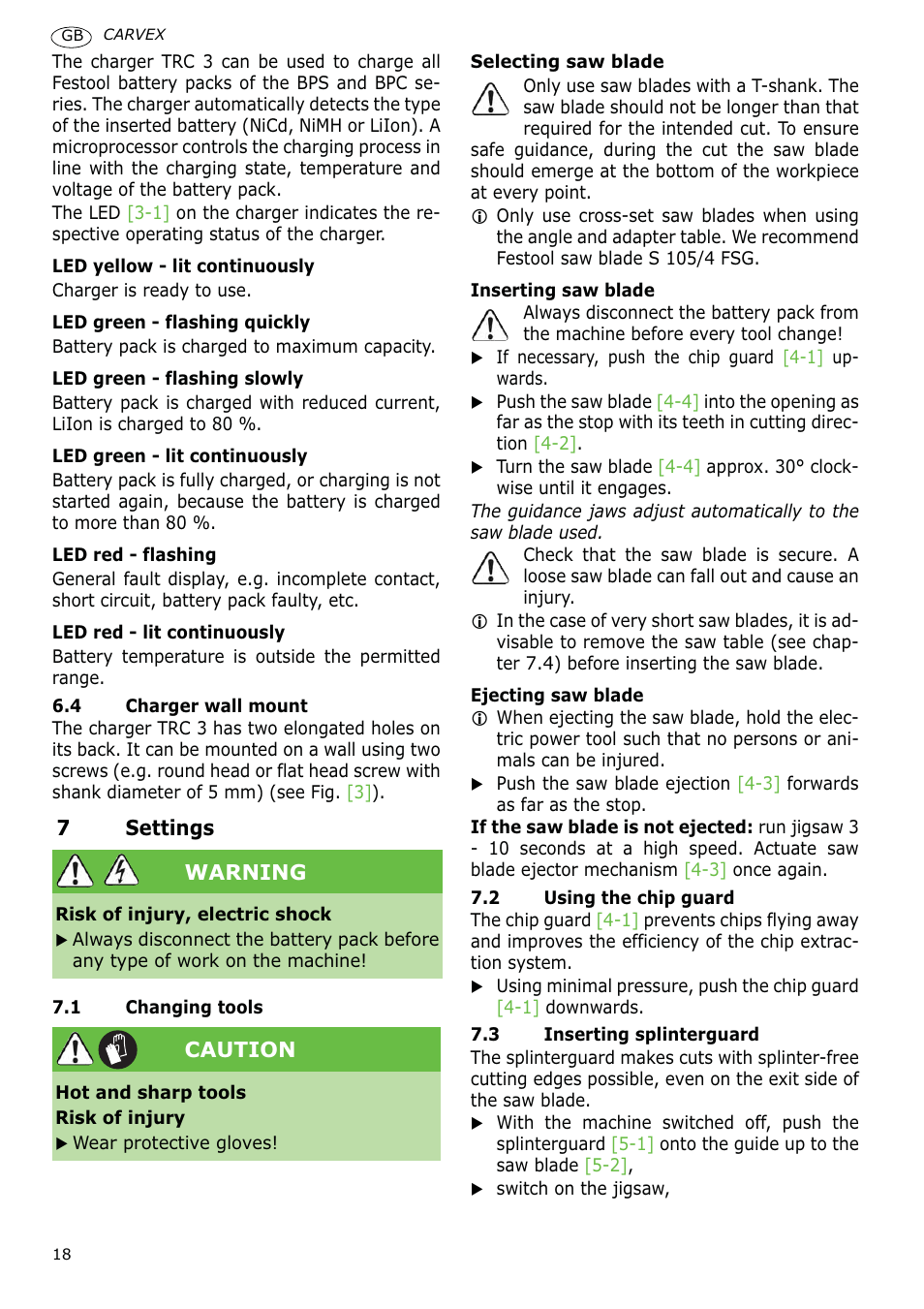 Festool PSBC 400 EB CARVEX User Manual | Page 18 / 132