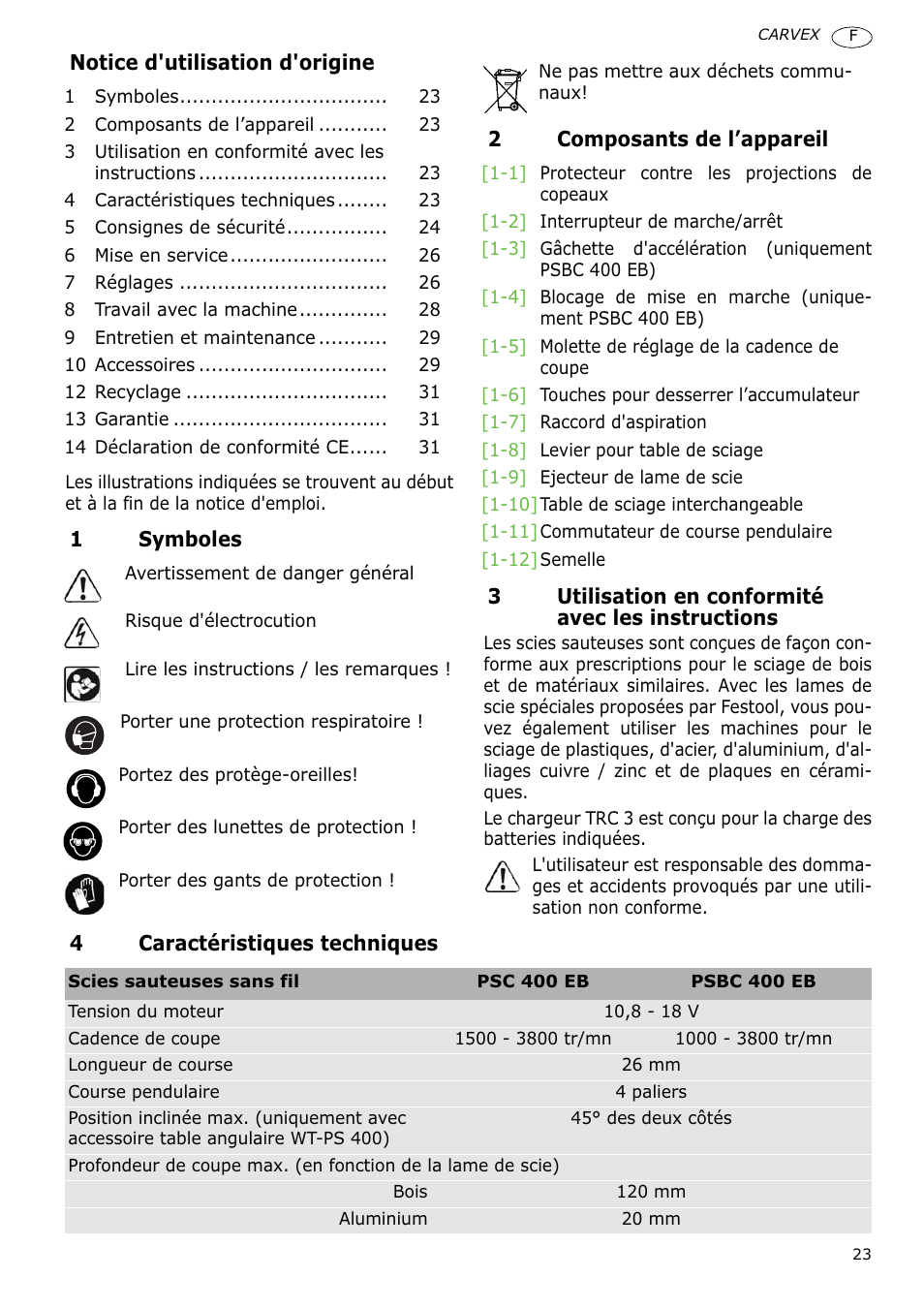 Festool PSBC 400 EB CARVEX User Manual | Page 23 / 132
