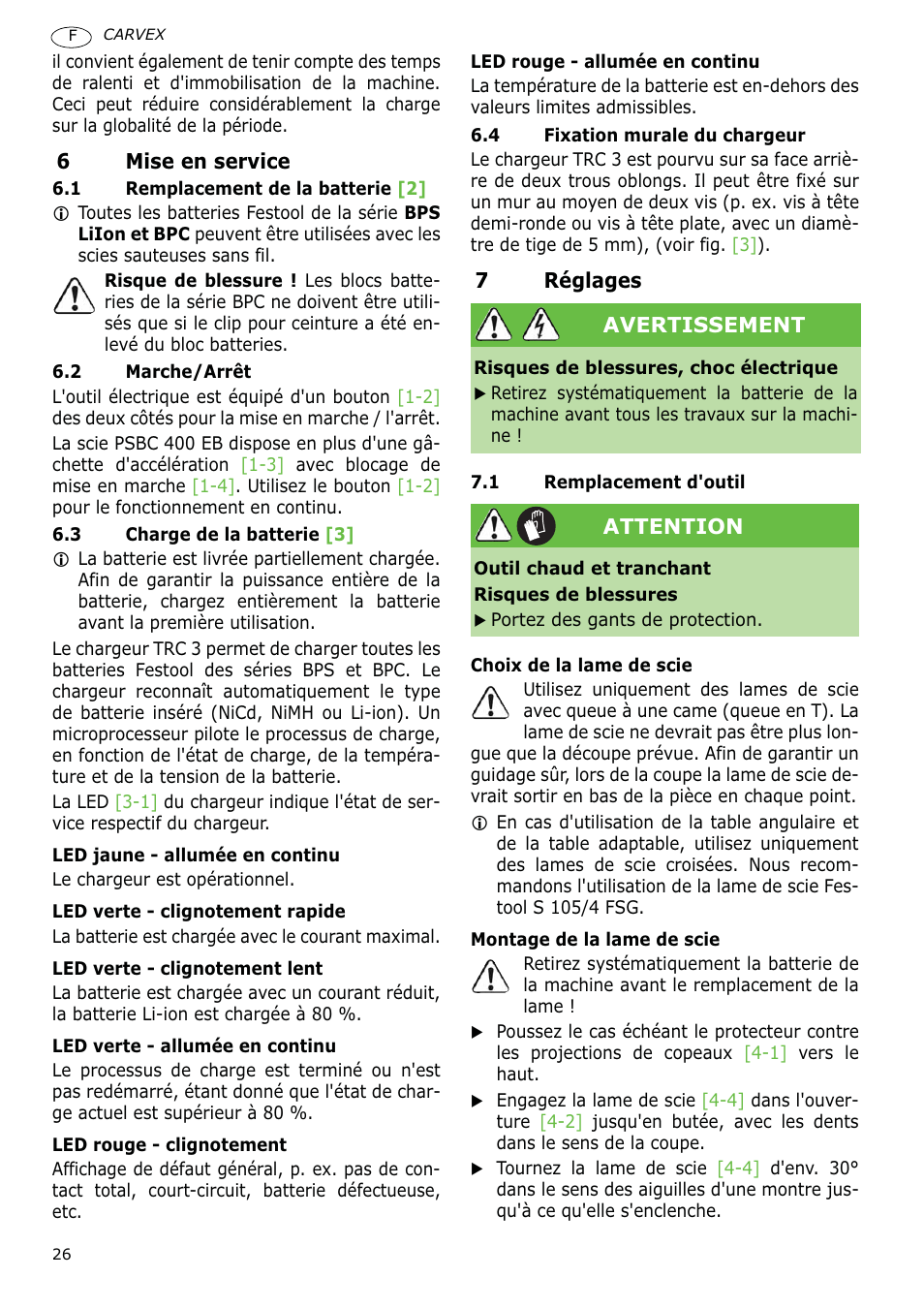Festool PSBC 400 EB CARVEX User Manual | Page 26 / 132