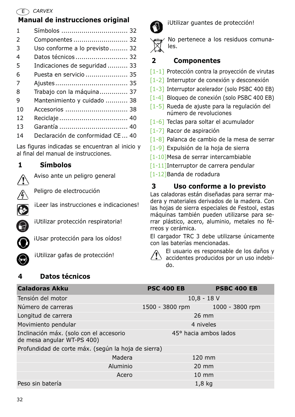 Festool PSBC 400 EB CARVEX User Manual | Page 32 / 132