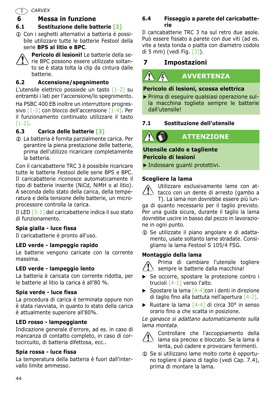 Festool PSBC 400 EB CARVEX User Manual | Page 44 / 132