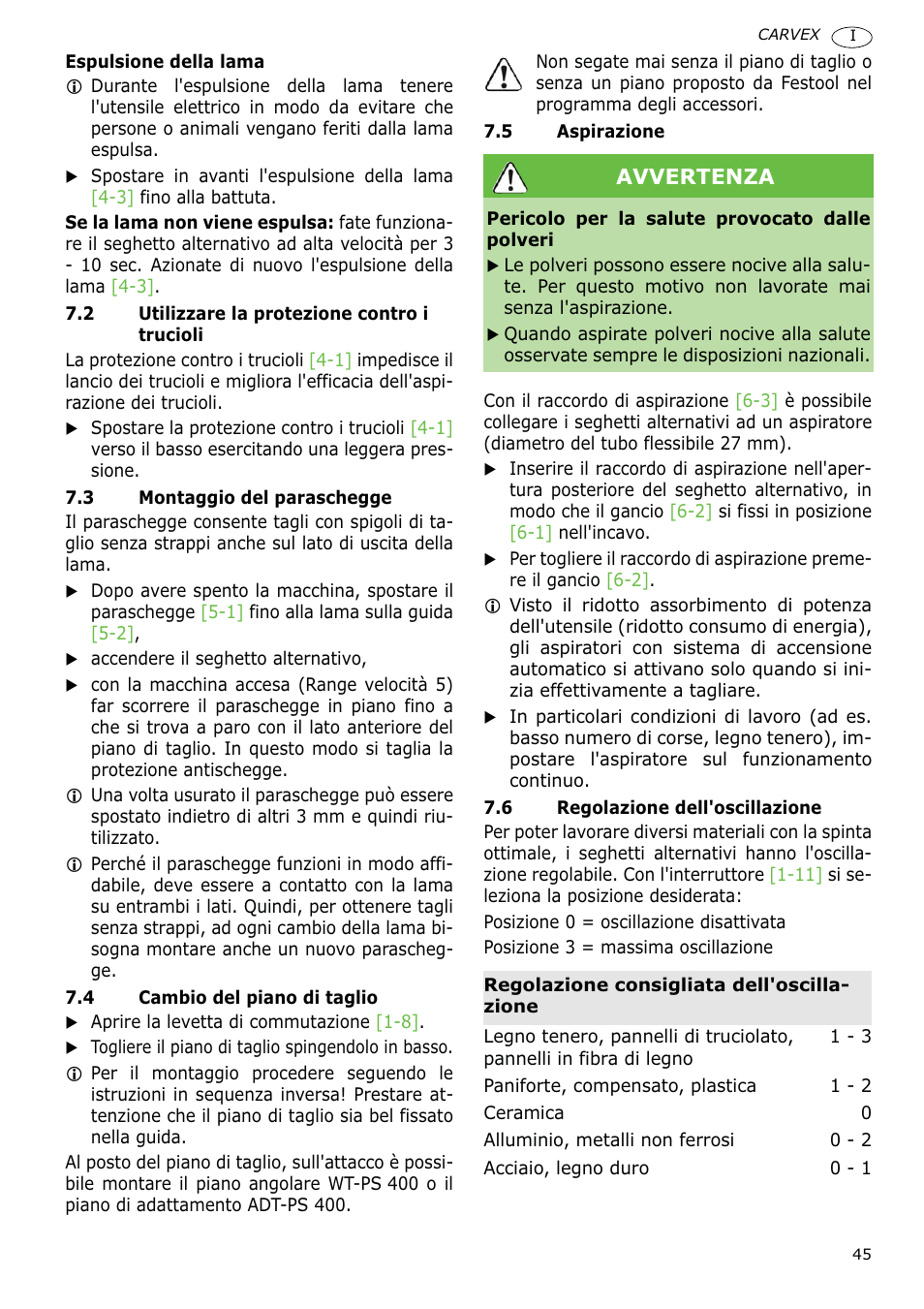 Festool PSBC 400 EB CARVEX User Manual | Page 45 / 132