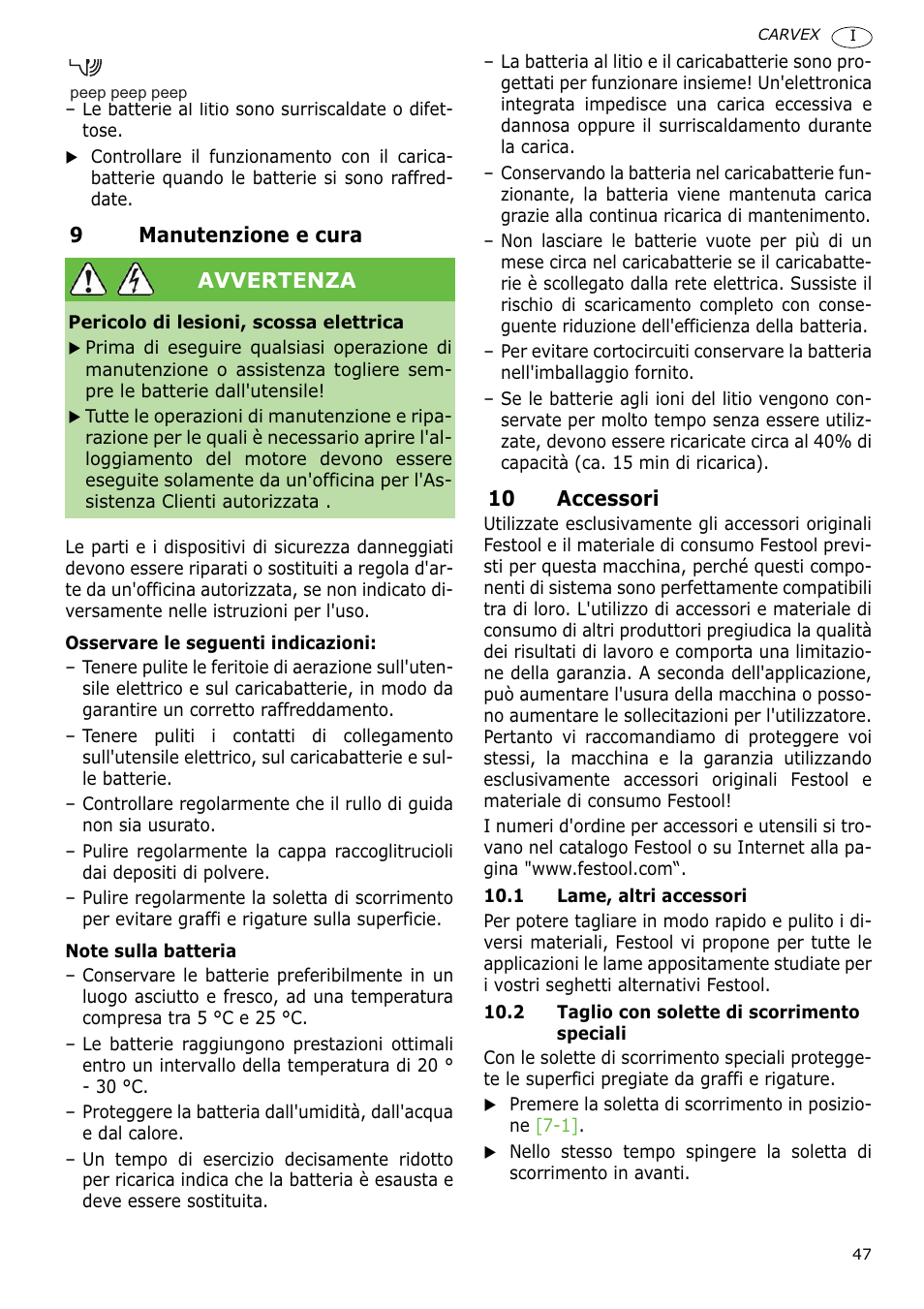 Festool PSBC 400 EB CARVEX User Manual | Page 47 / 132