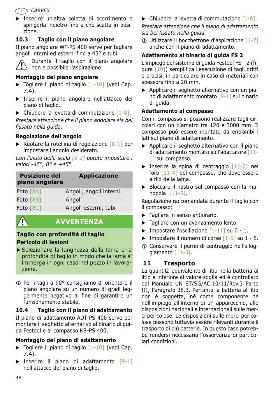 Festool PSBC 400 EB CARVEX User Manual | Page 48 / 132