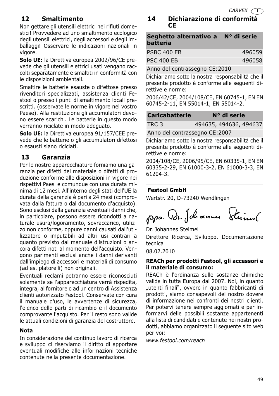 Festool PSBC 400 EB CARVEX User Manual | Page 49 / 132