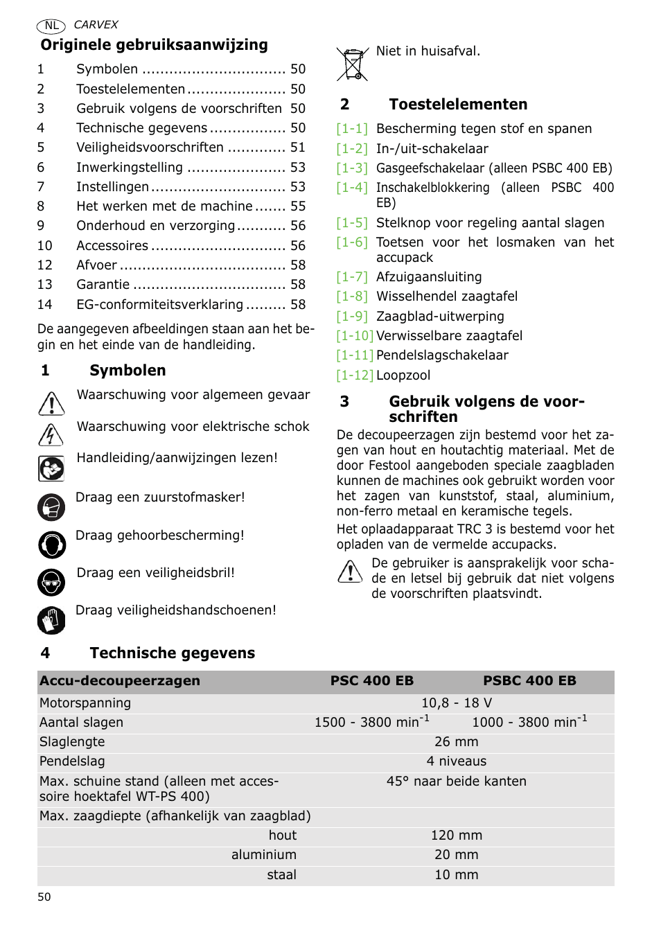 Festool PSBC 400 EB CARVEX User Manual | Page 50 / 132
