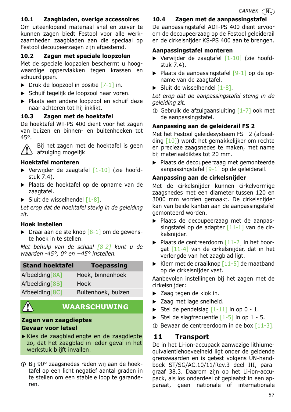 Festool PSBC 400 EB CARVEX User Manual | Page 57 / 132