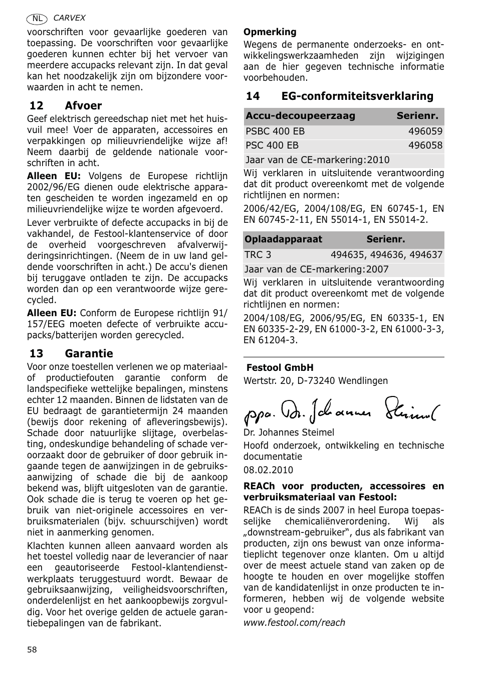 Festool PSBC 400 EB CARVEX User Manual | Page 58 / 132