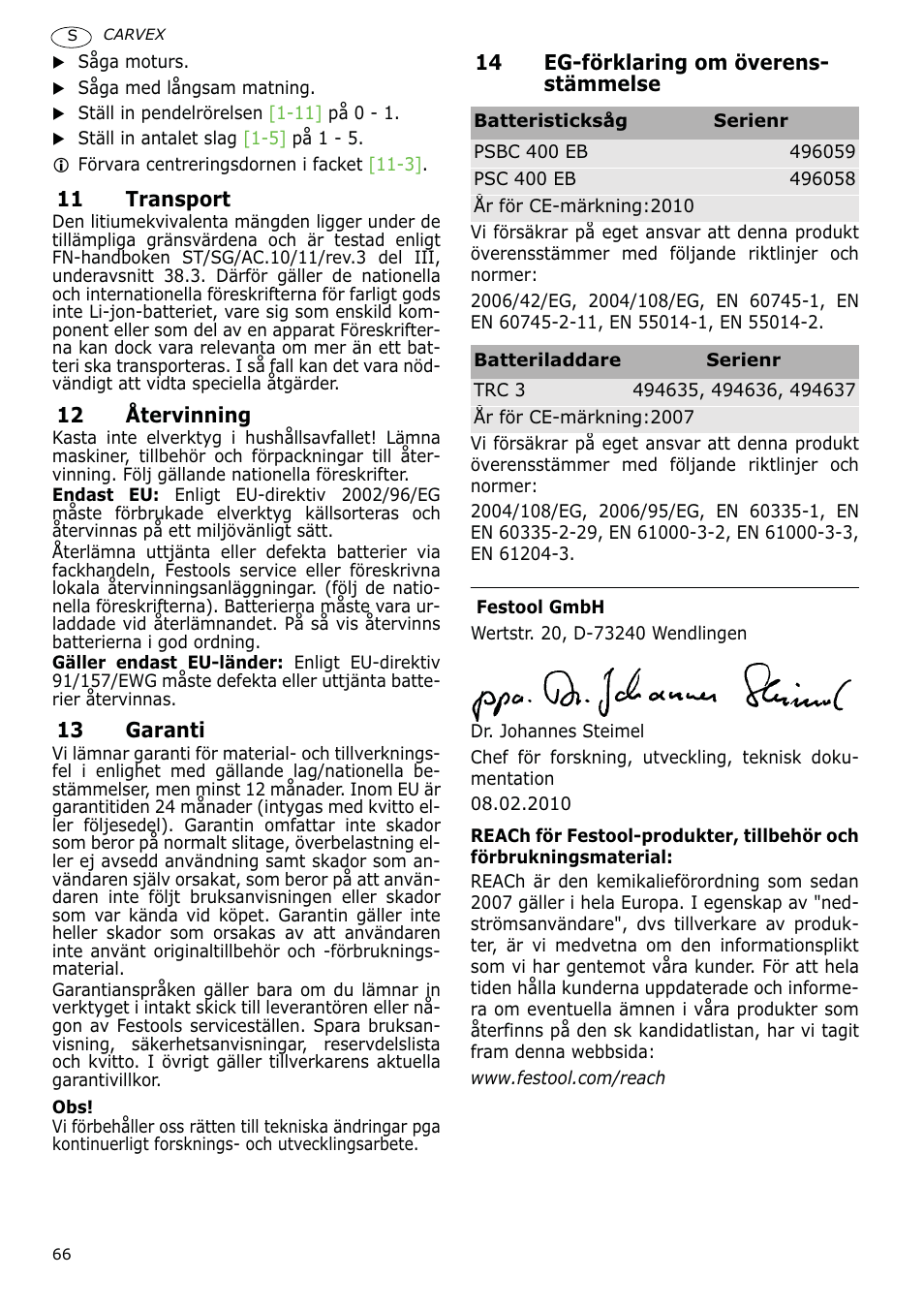 Festool PSBC 400 EB CARVEX User Manual | Page 66 / 132