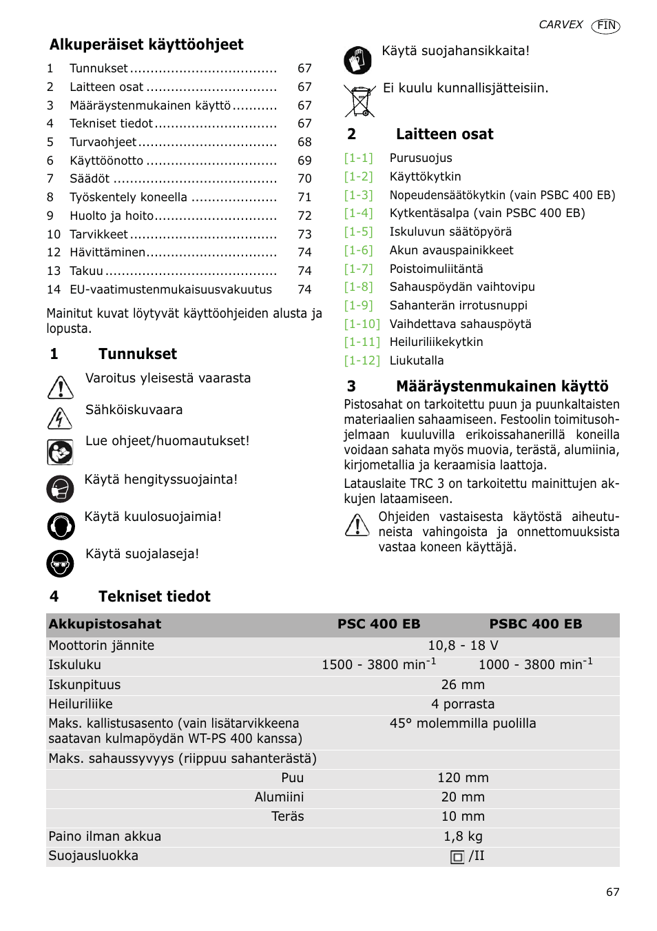 Festool PSBC 400 EB CARVEX User Manual | Page 67 / 132