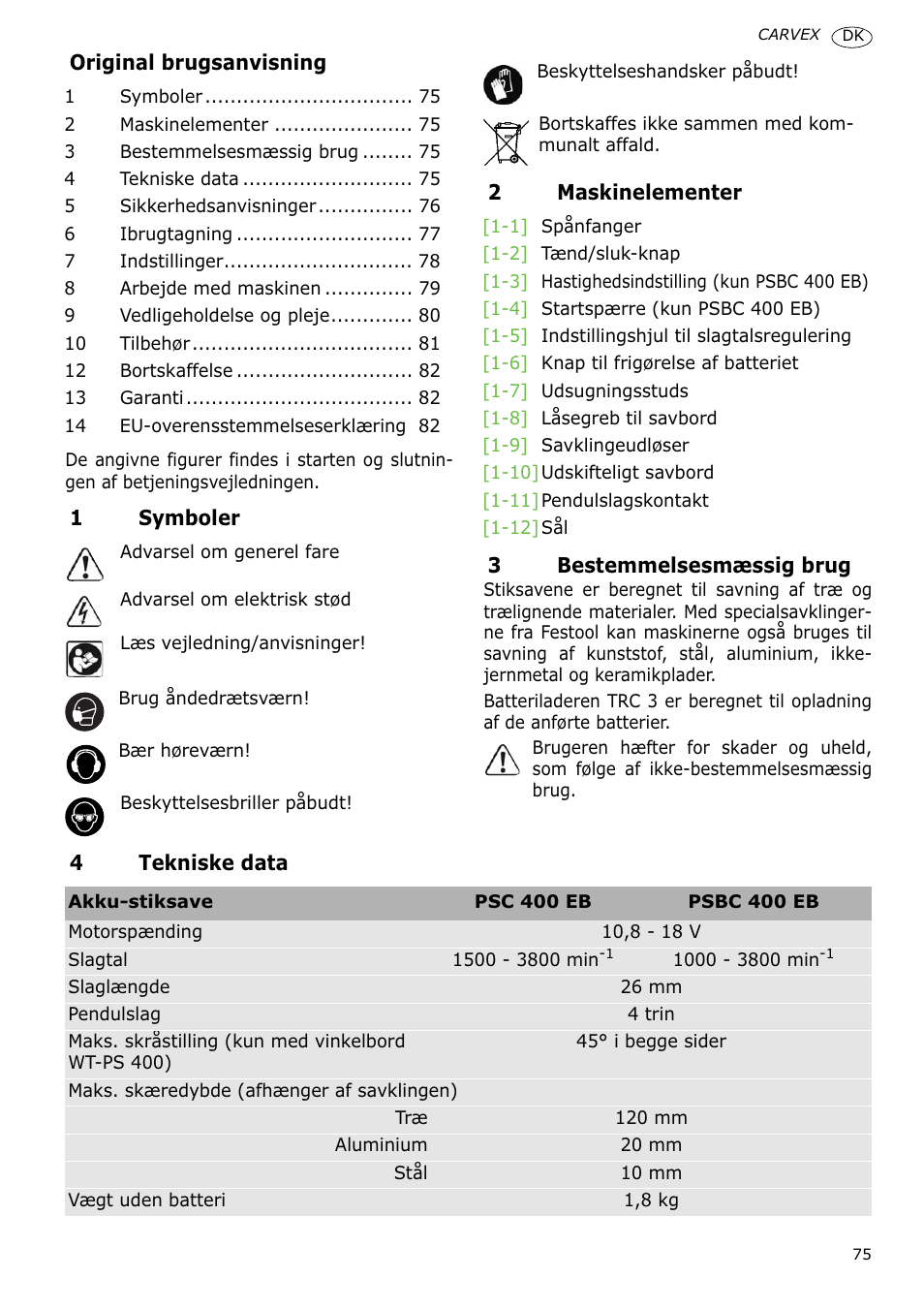 Festool PSBC 400 EB CARVEX User Manual | Page 75 / 132