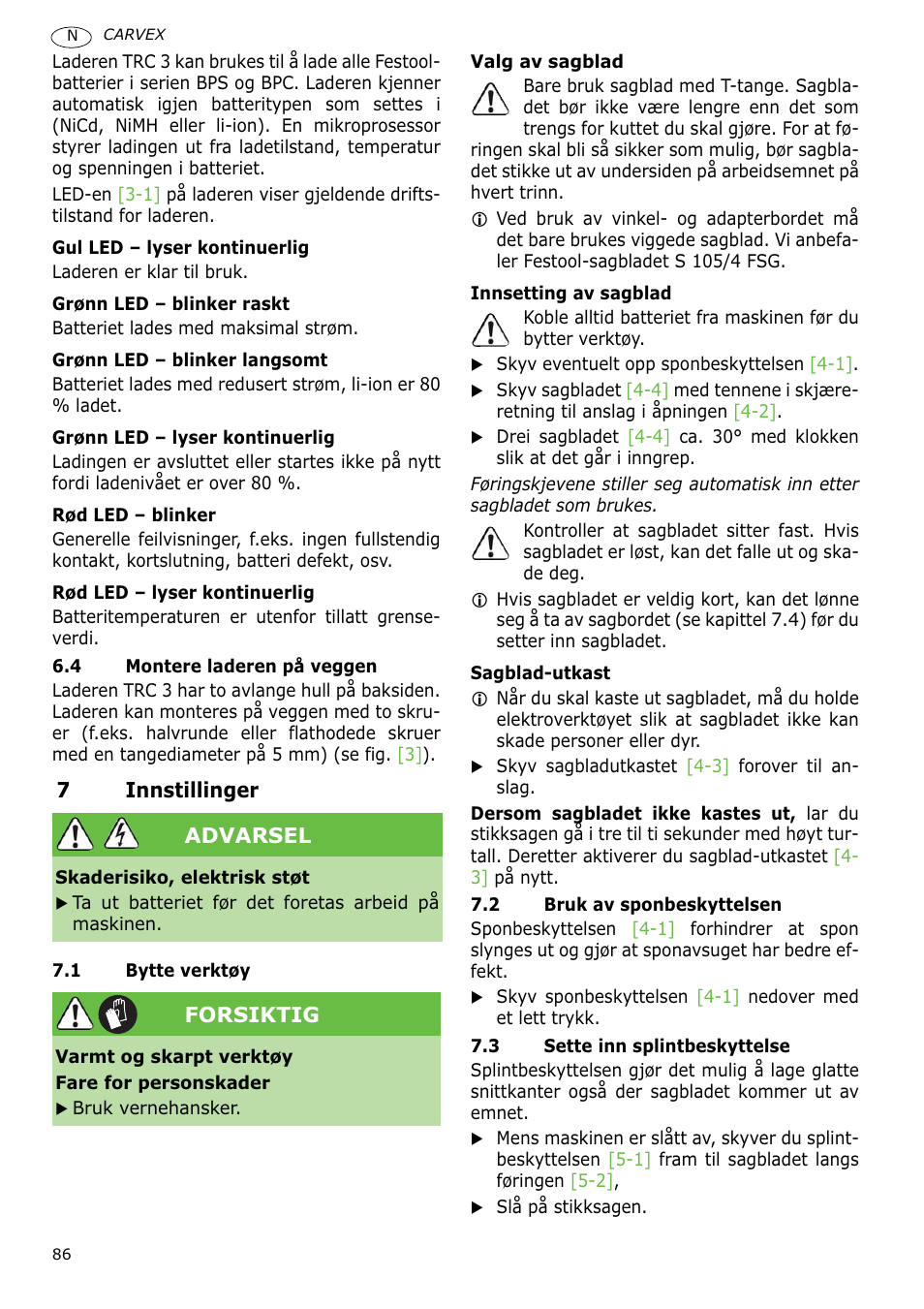 Festool PSBC 400 EB CARVEX User Manual | Page 86 / 132
