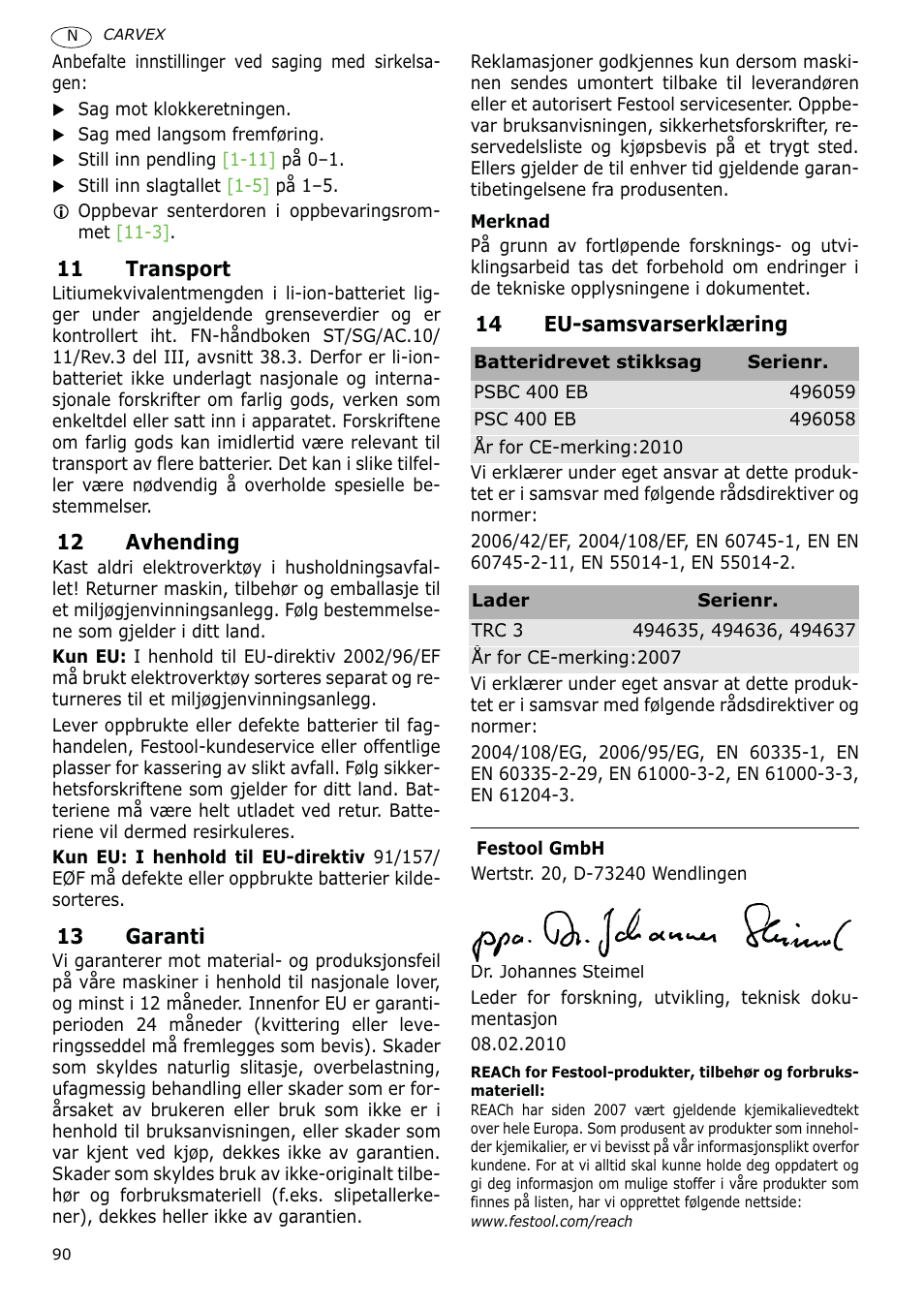 Festool PSBC 400 EB CARVEX User Manual | Page 90 / 132
