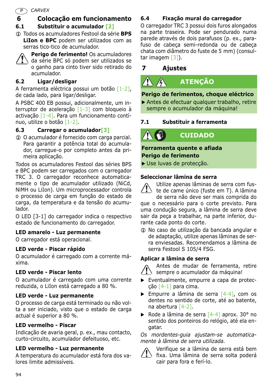 Festool PSBC 400 EB CARVEX User Manual | Page 94 / 132