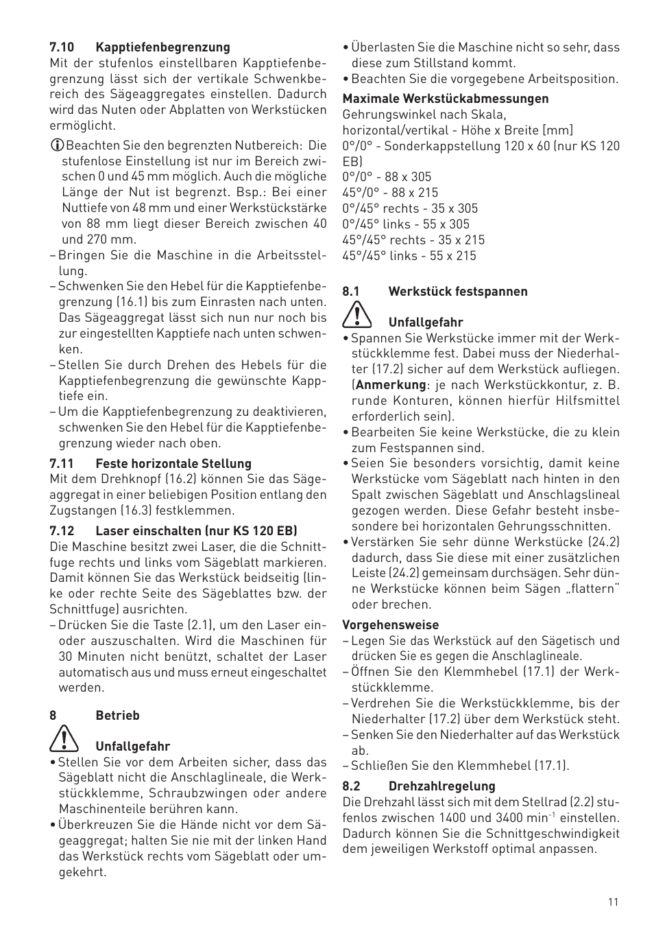 Festool KS 88 E User Manual | Page 11 / 138