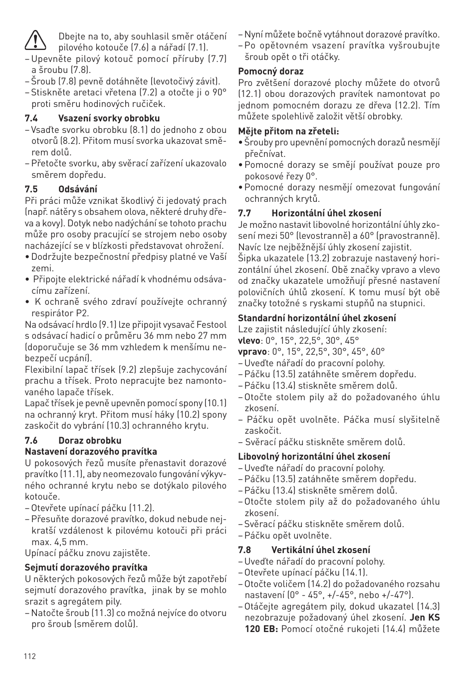 Festool KS 88 E User Manual | Page 112 / 138