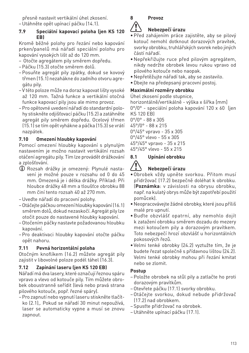 Festool KS 88 E User Manual | Page 113 / 138