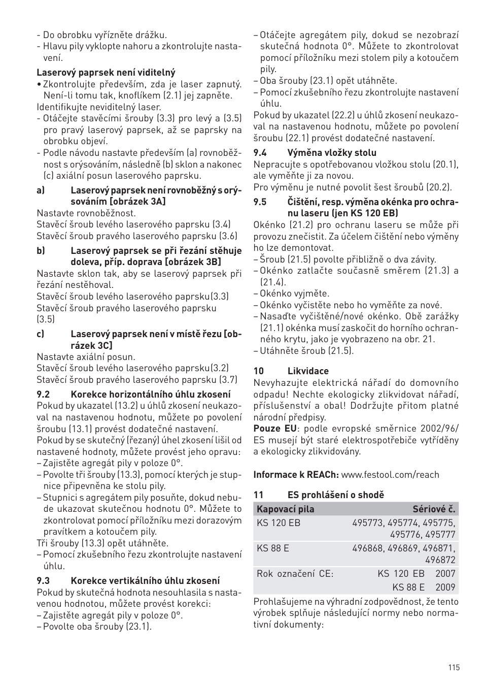 Festool KS 88 E User Manual | Page 115 / 138