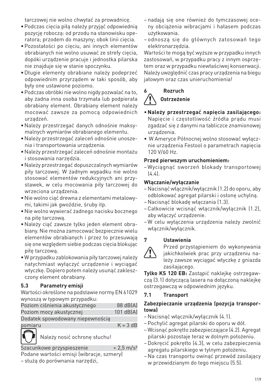 Festool KS 88 E User Manual | Page 119 / 138