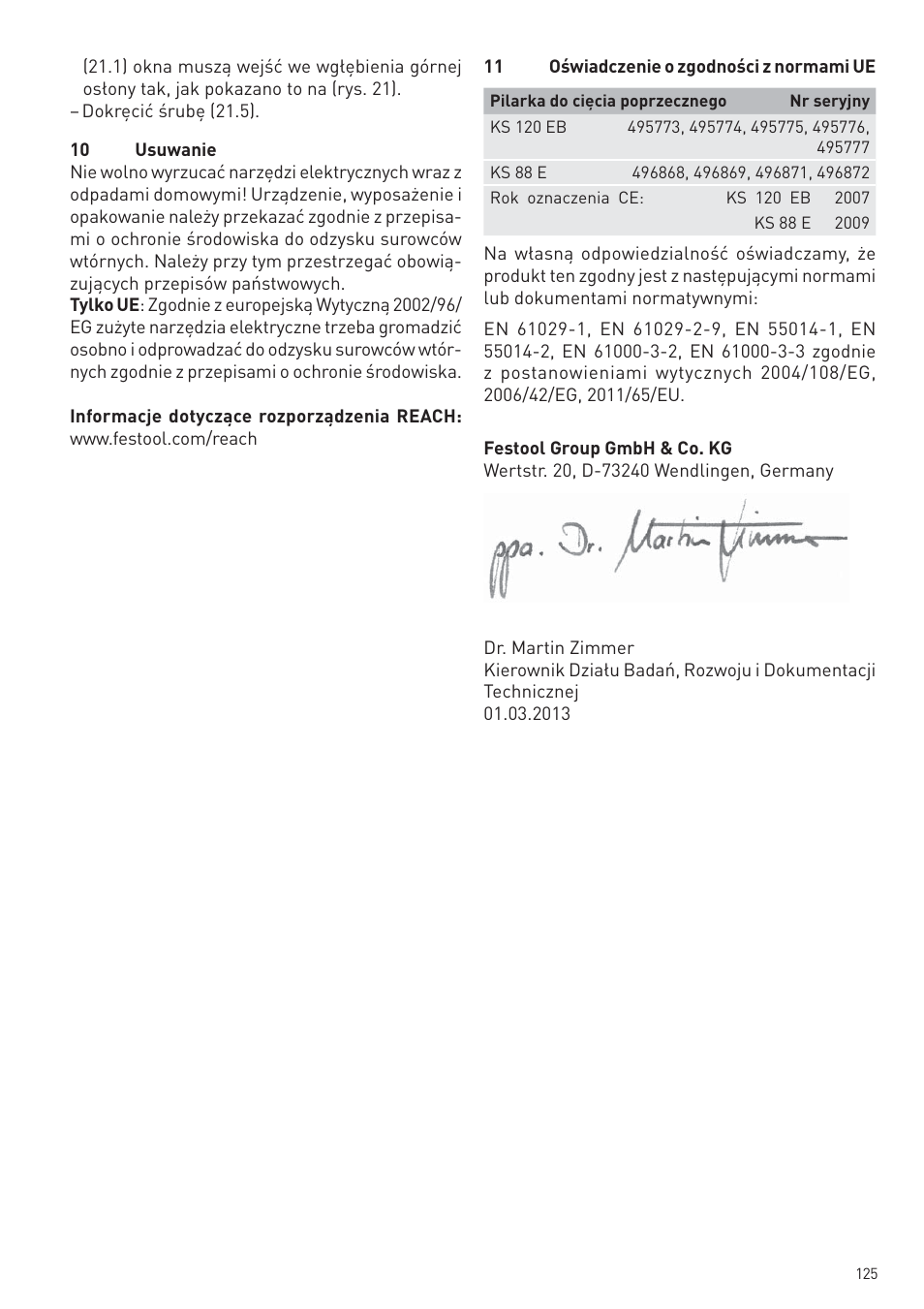 Festool KS 88 E User Manual | Page 125 / 138