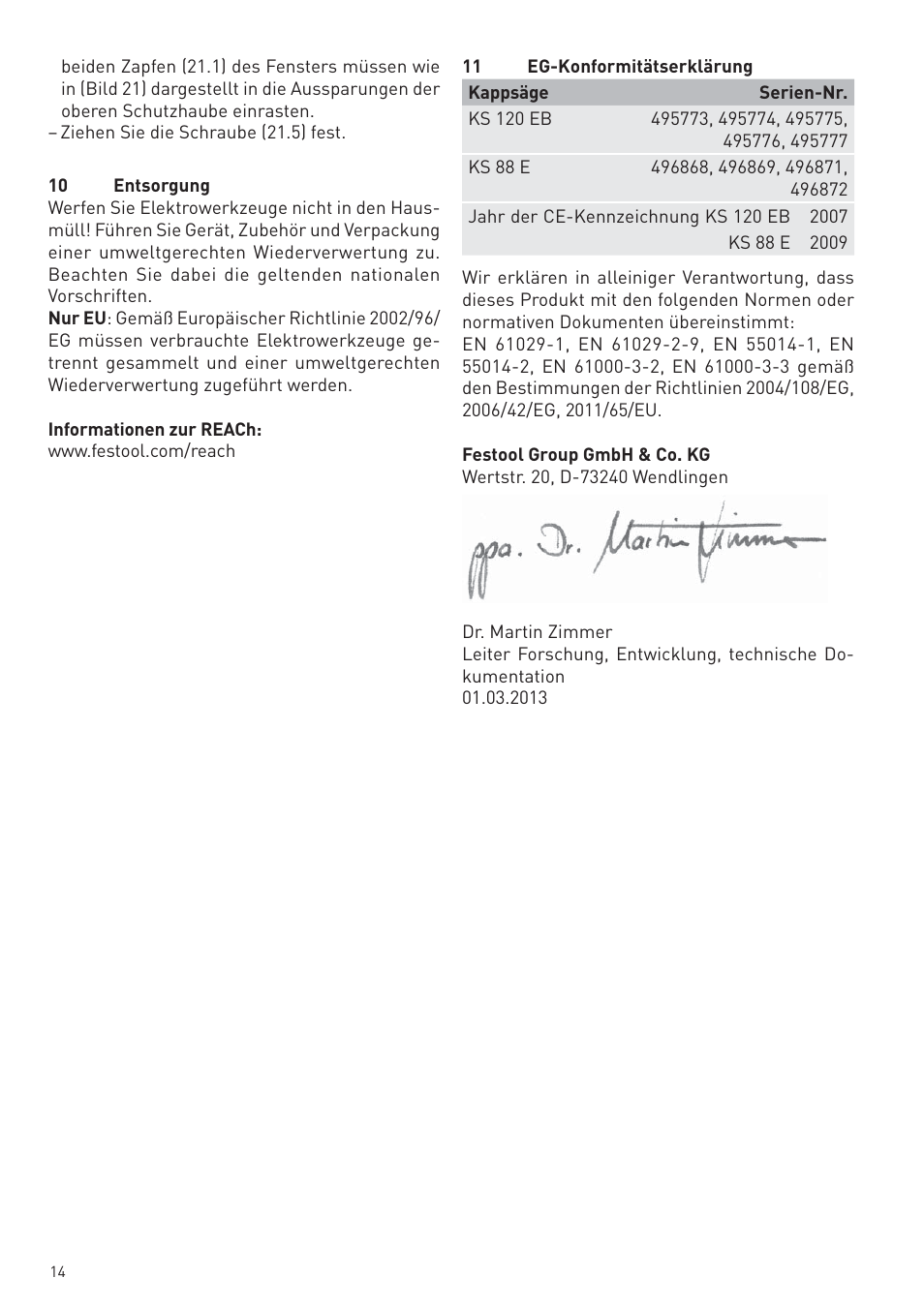 Festool KS 88 E User Manual | Page 14 / 138