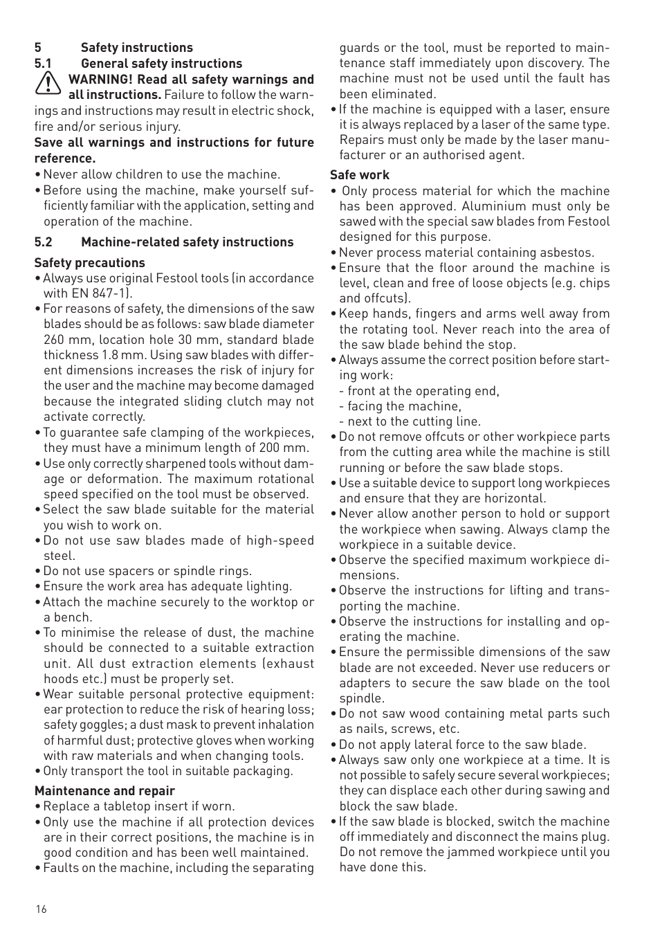 Festool KS 88 E User Manual | Page 16 / 138