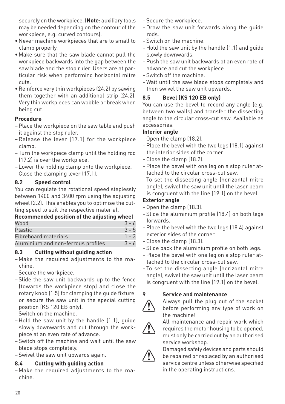 Festool KS 88 E User Manual | Page 20 / 138