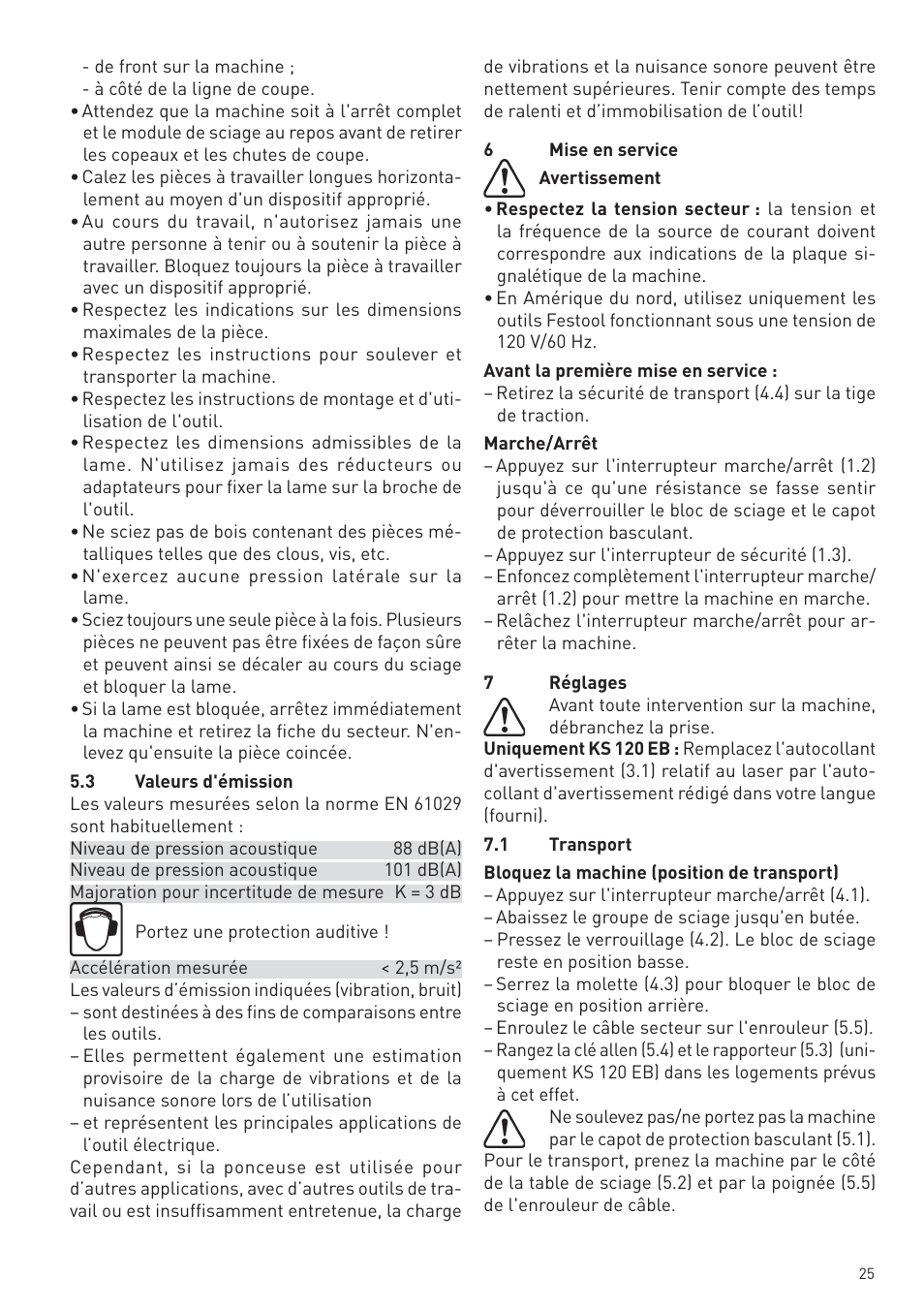 Festool KS 88 E User Manual | Page 25 / 138