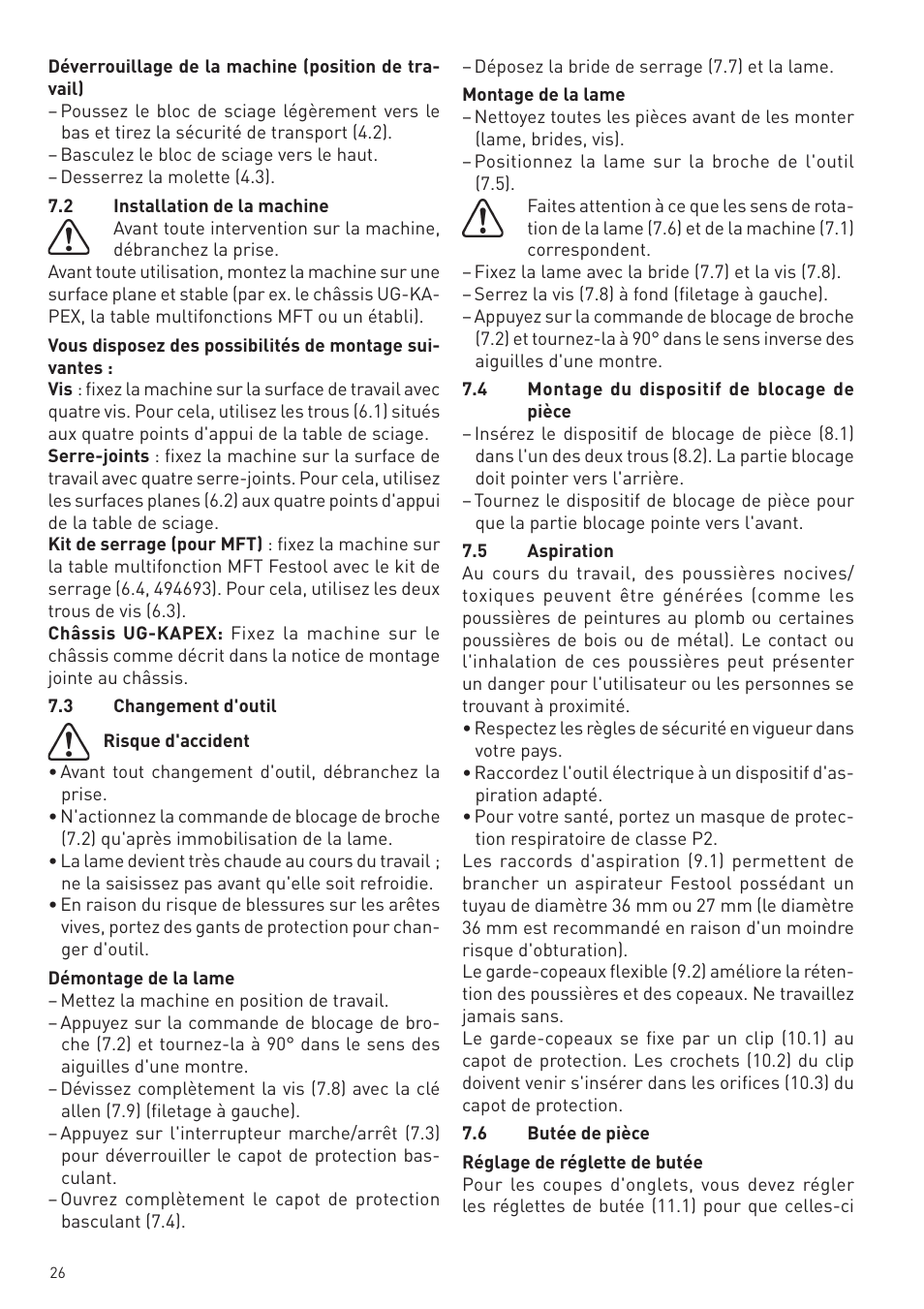 Festool KS 88 E User Manual | Page 26 / 138