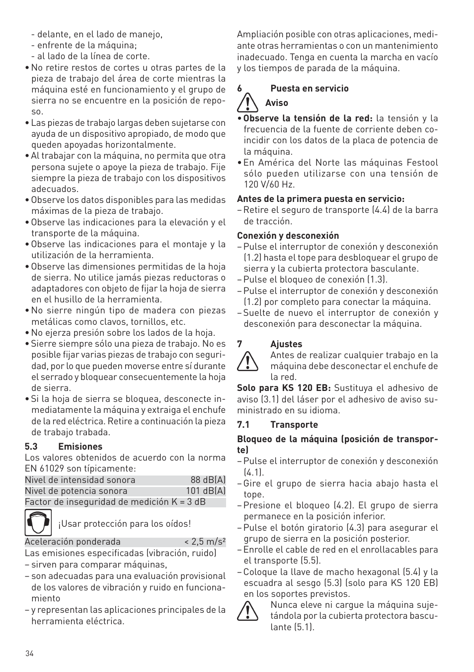 Festool KS 88 E User Manual | Page 34 / 138
