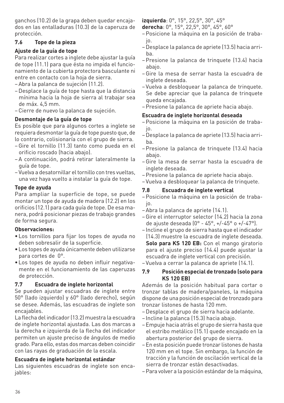 Festool KS 88 E User Manual | Page 36 / 138