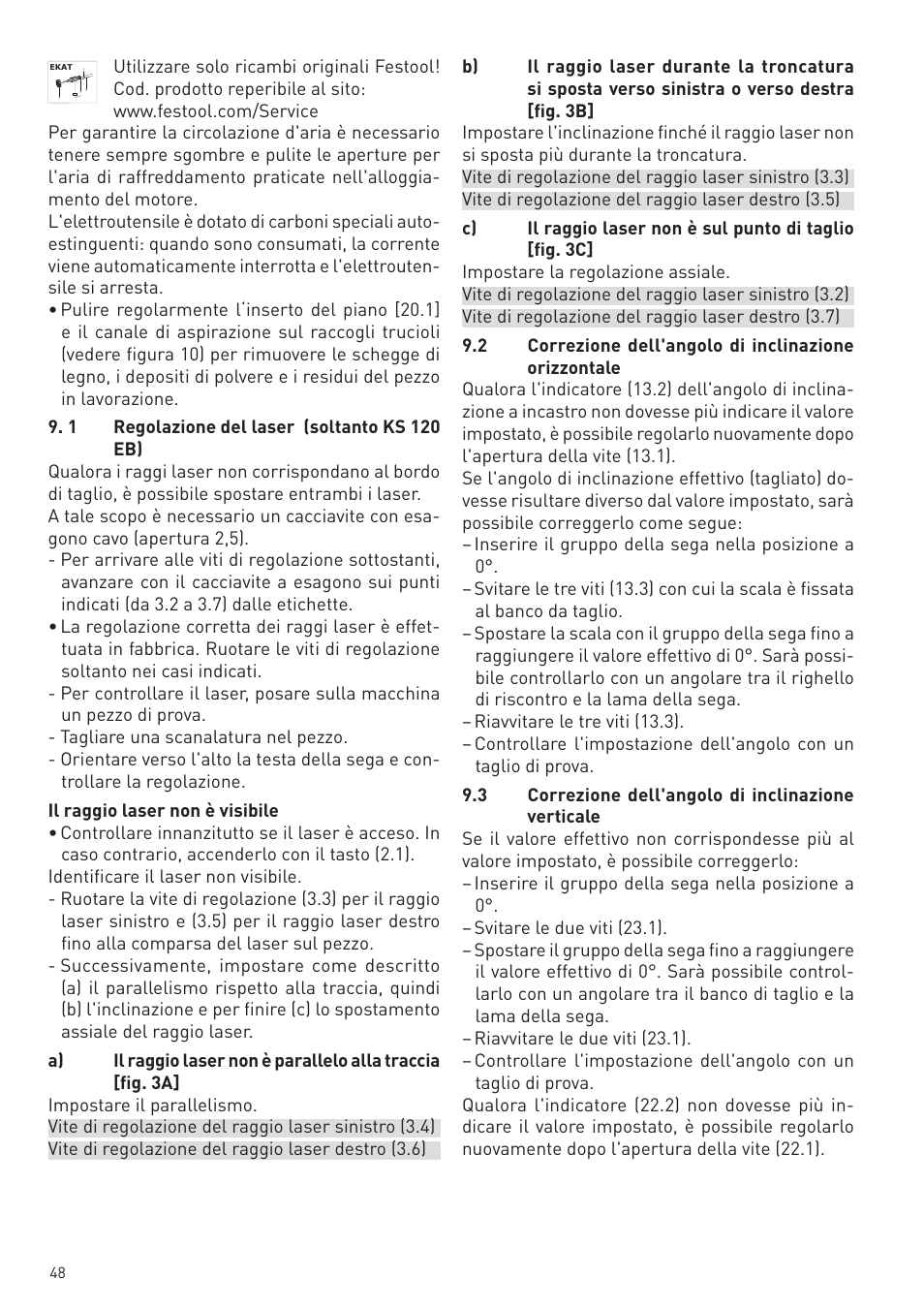 Festool KS 88 E User Manual | Page 48 / 138