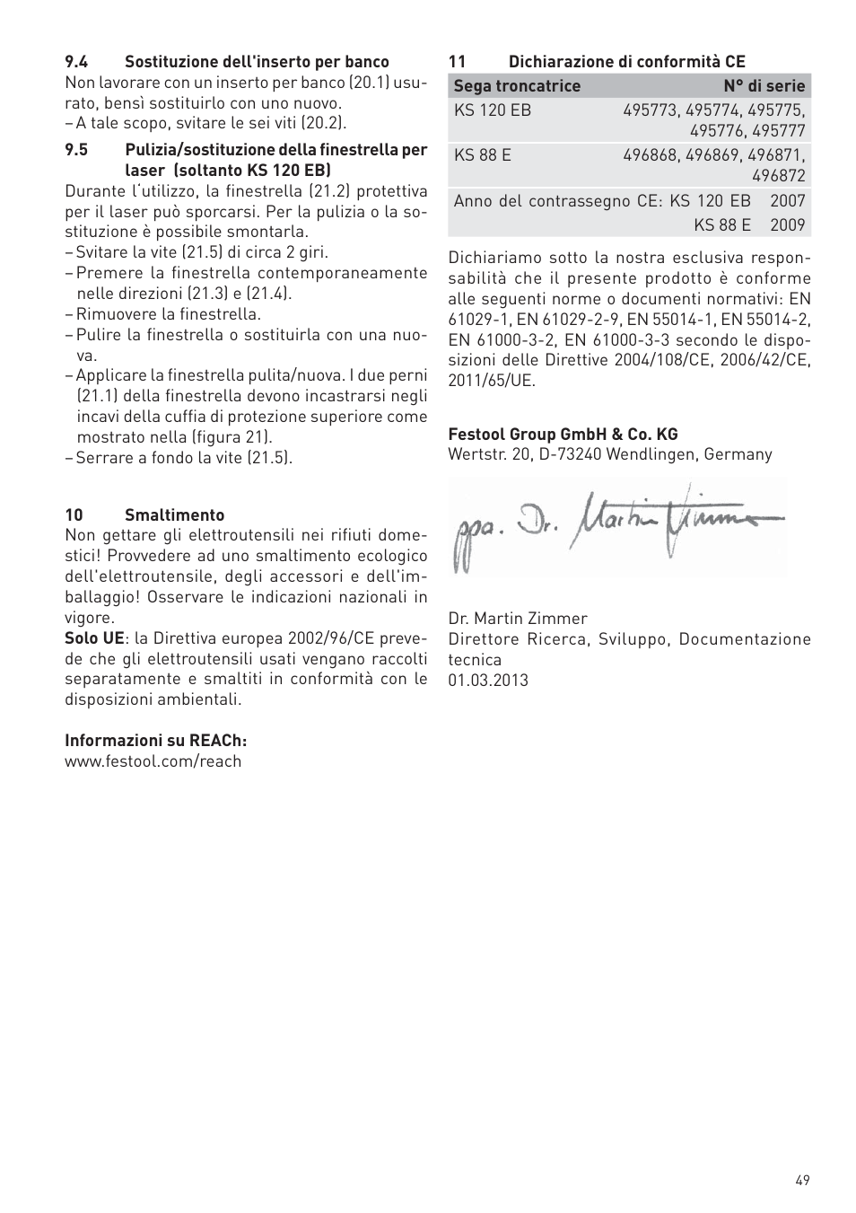 Festool KS 88 E User Manual | Page 49 / 138