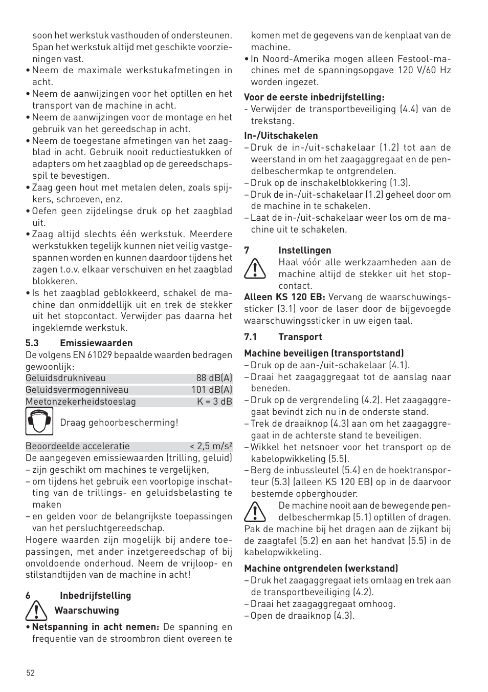 Festool KS 88 E User Manual | Page 52 / 138
