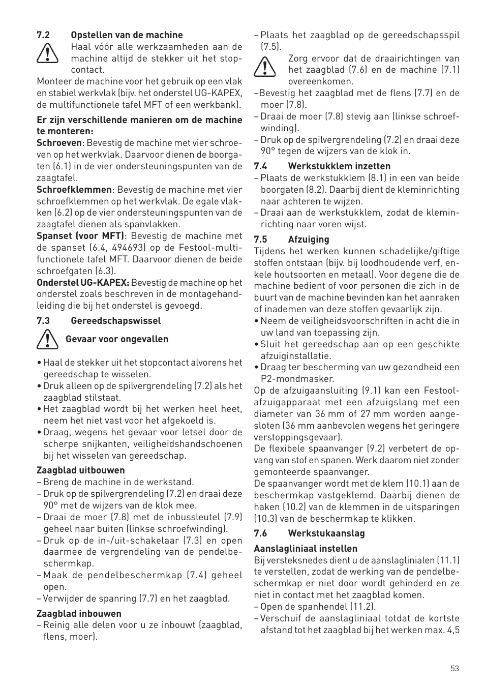 Festool KS 88 E User Manual | Page 53 / 138