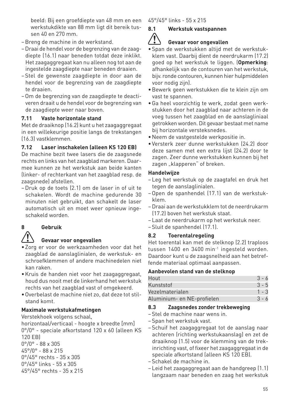Festool KS 88 E User Manual | Page 55 / 138