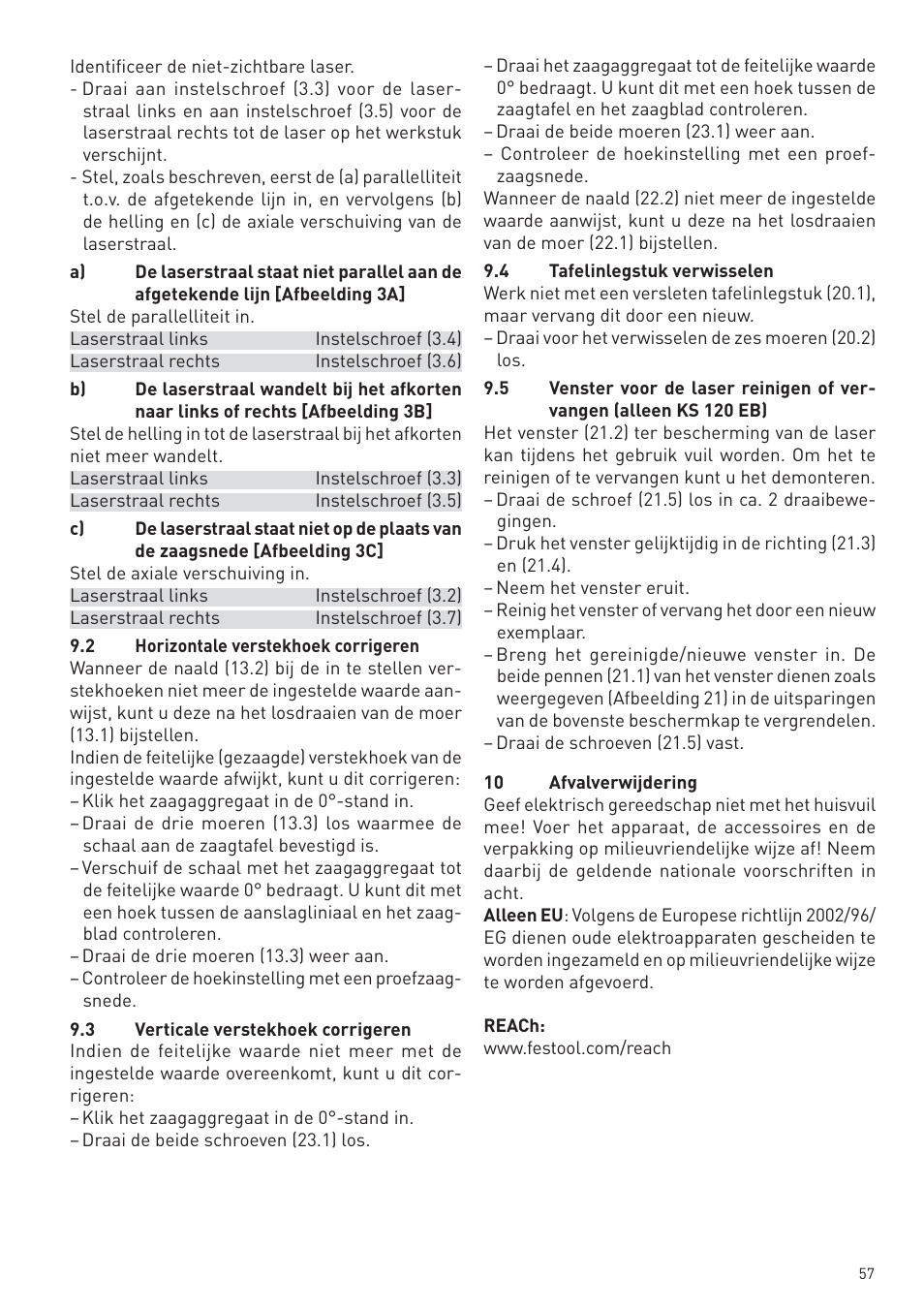 Festool KS 88 E User Manual | Page 57 / 138