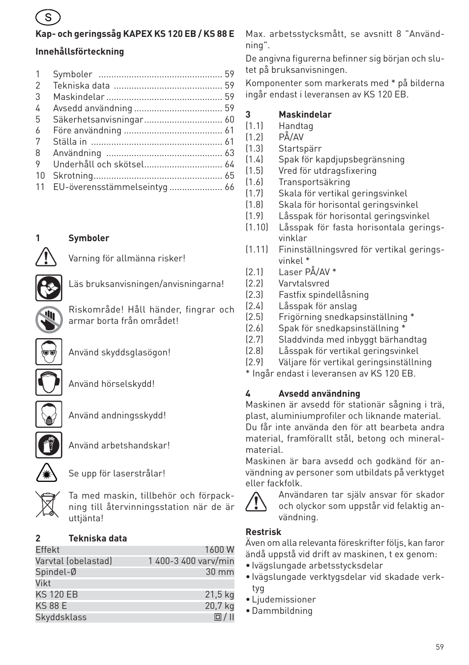 Festool KS 88 E User Manual | Page 59 / 138