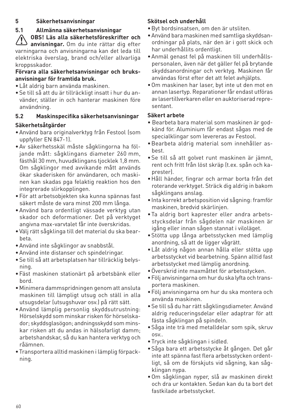 Festool KS 88 E User Manual | Page 60 / 138