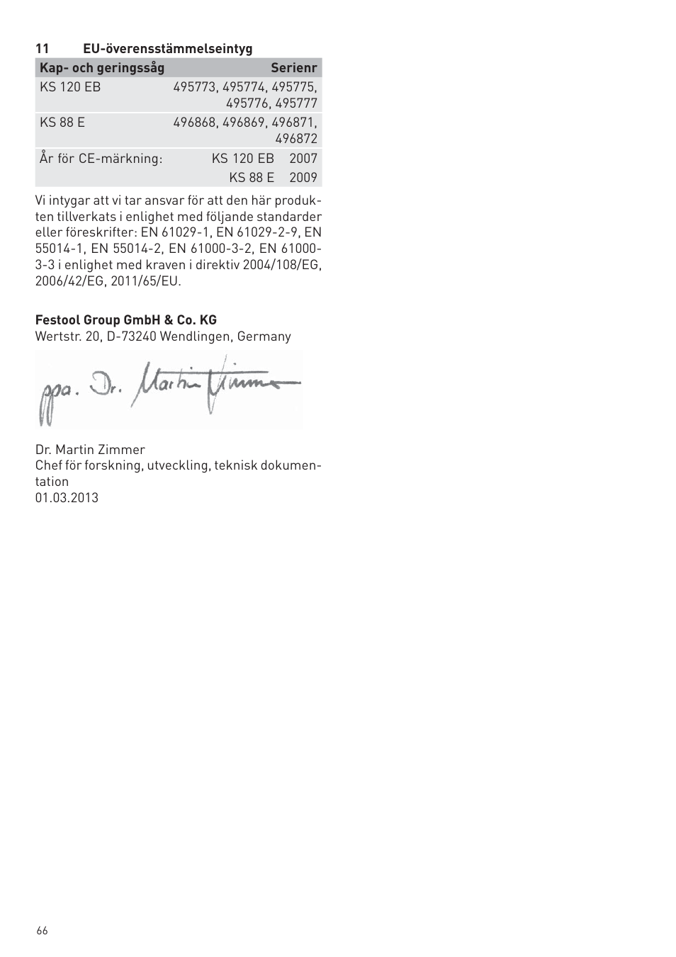 Festool KS 88 E User Manual | Page 66 / 138