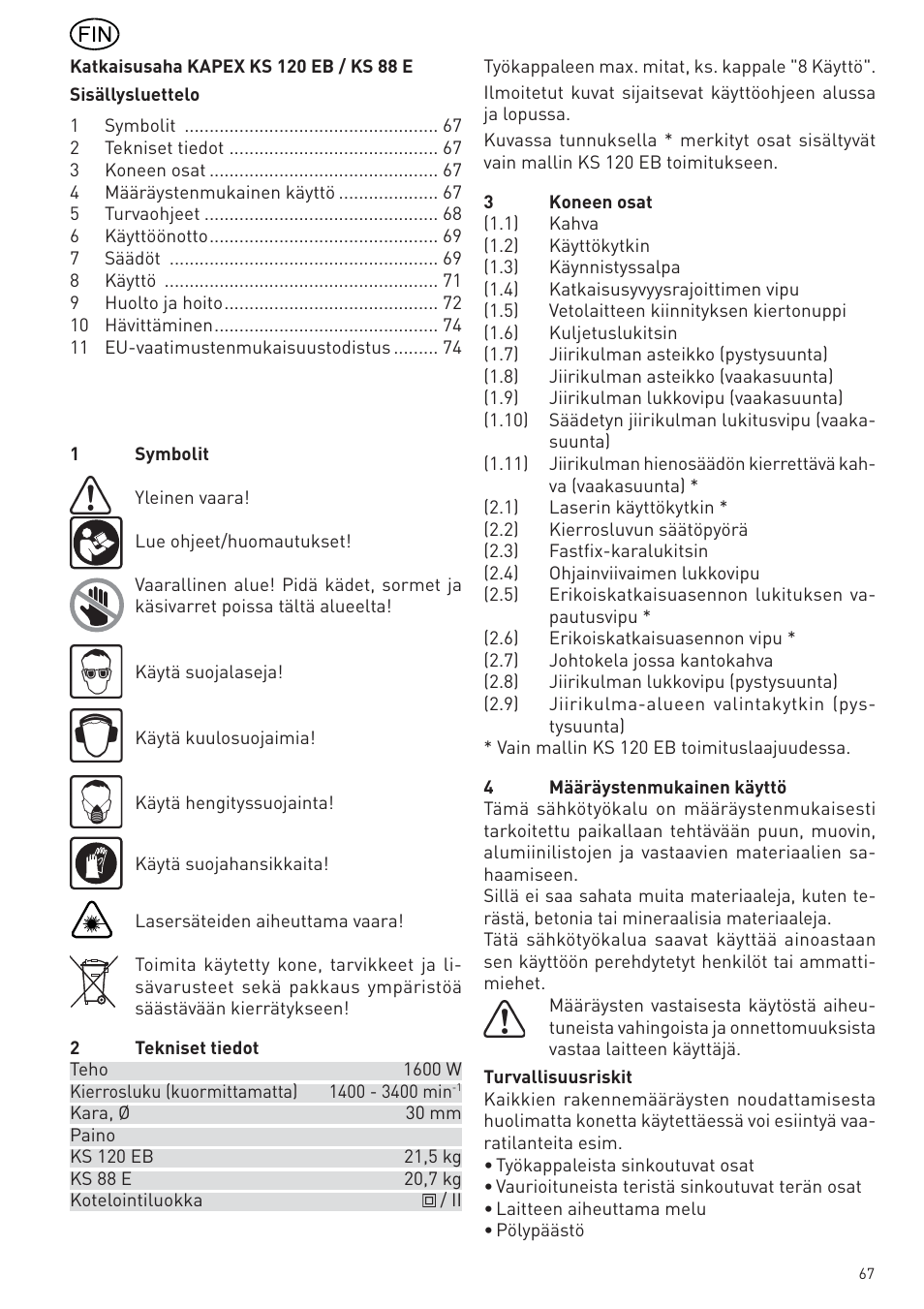 Festool KS 88 E User Manual | Page 67 / 138