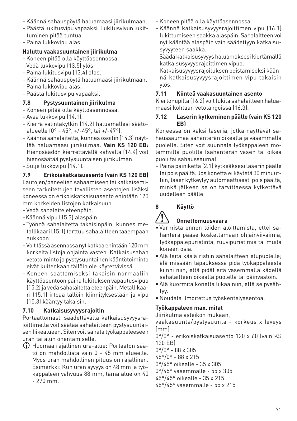 Festool KS 88 E User Manual | Page 71 / 138