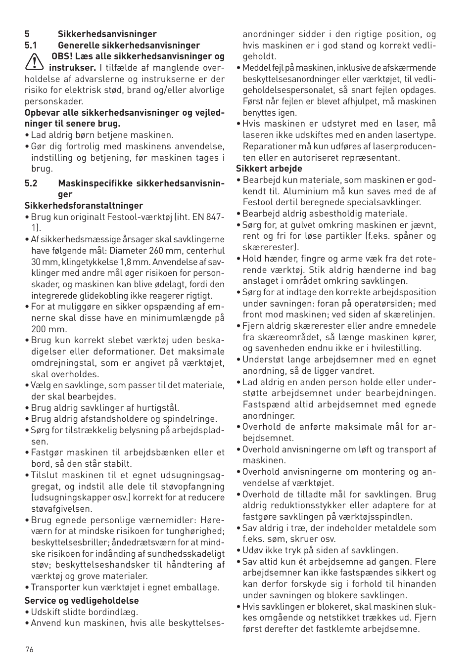 Festool KS 88 E User Manual | Page 76 / 138